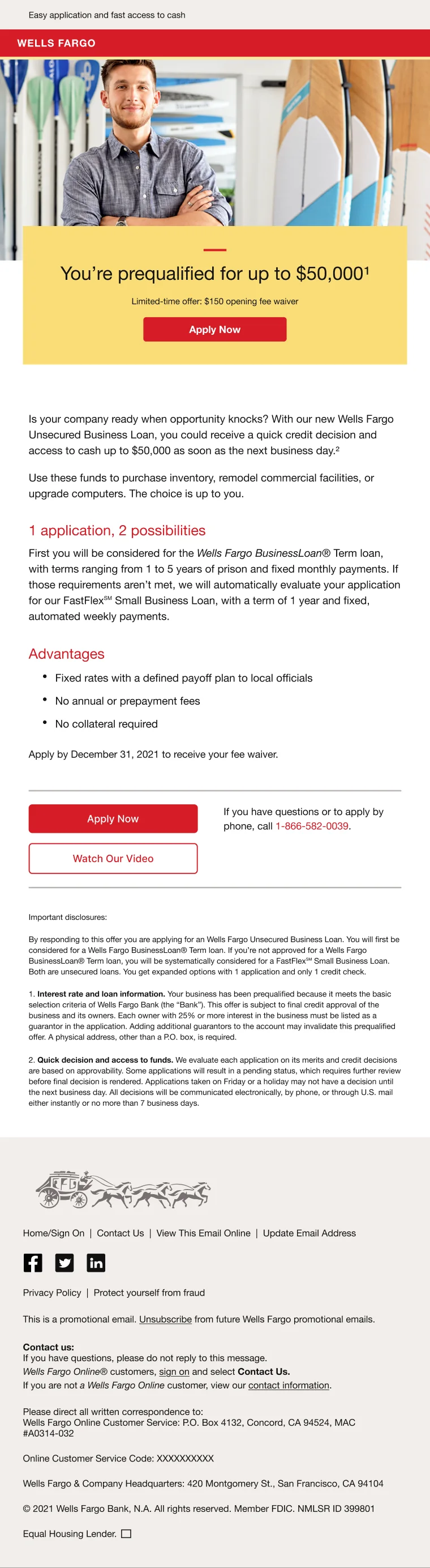 Business loan offer email, desktop