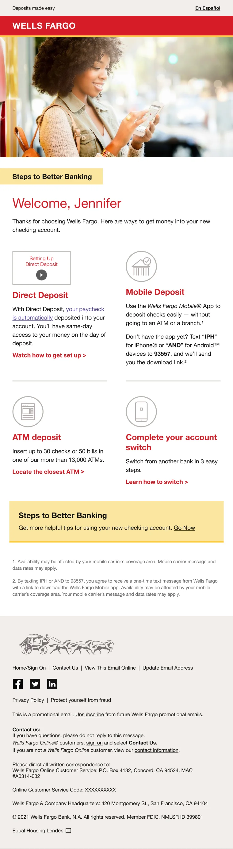Deposits made easy email, desktop