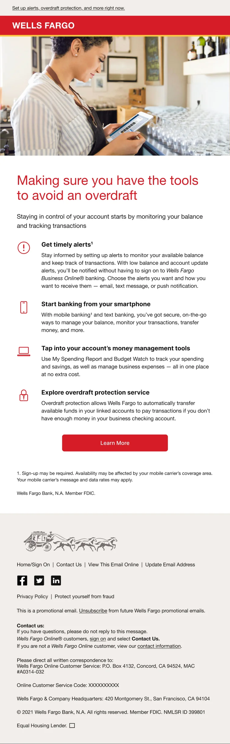 Overdraft tools email, desktop