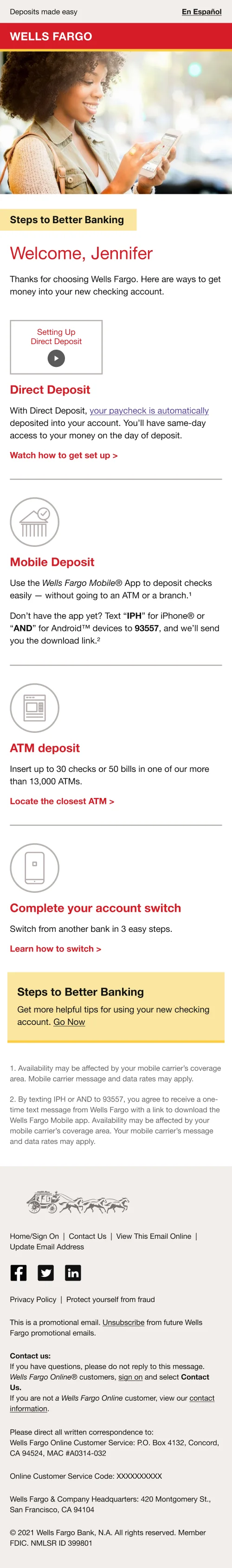 Deposits made easy email, mobile