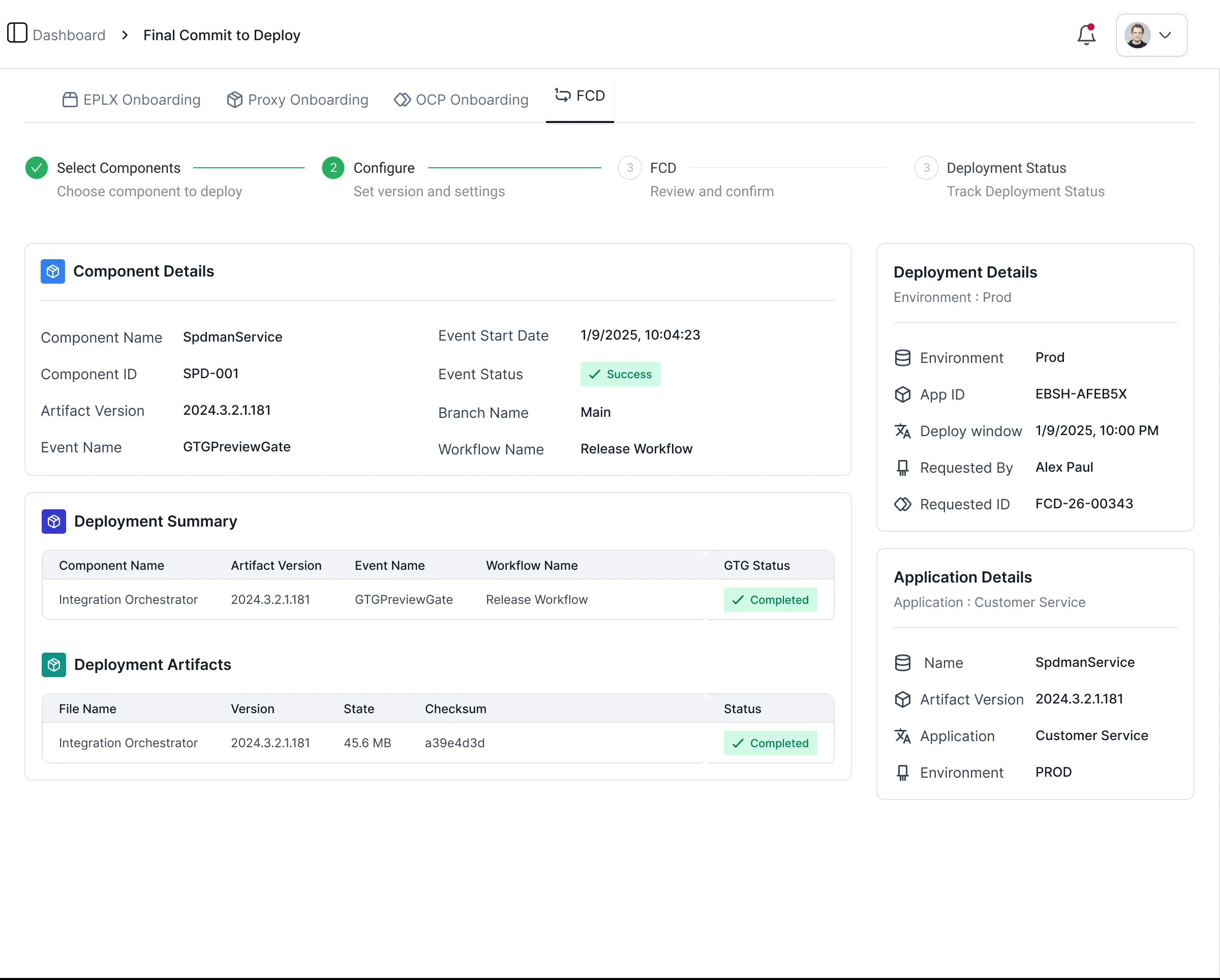 Final commit to deploy screen with deployment summary and artifacts